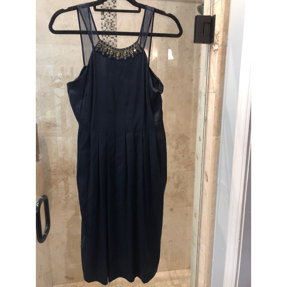 Rebecca Taylor Silk Blue Crystal Mesh Jewel Cocktail Dress 6 NWT 108266D148